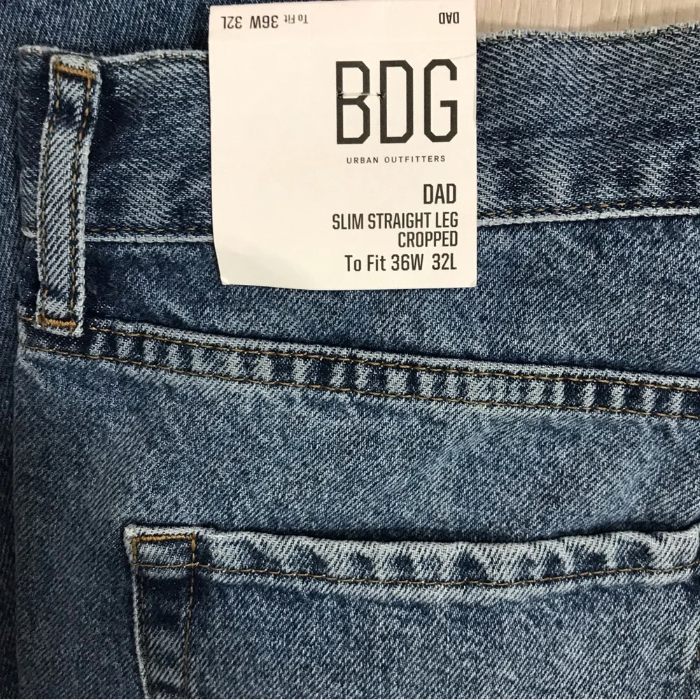 BDG Urban Outfitters Medium Wash Dad Slim Straight Leg Cropped Jean - Picture 8 of 11